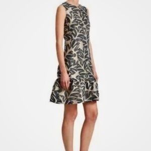 AKRIS Punto Tropical Leaf Jacquard Shift Dress